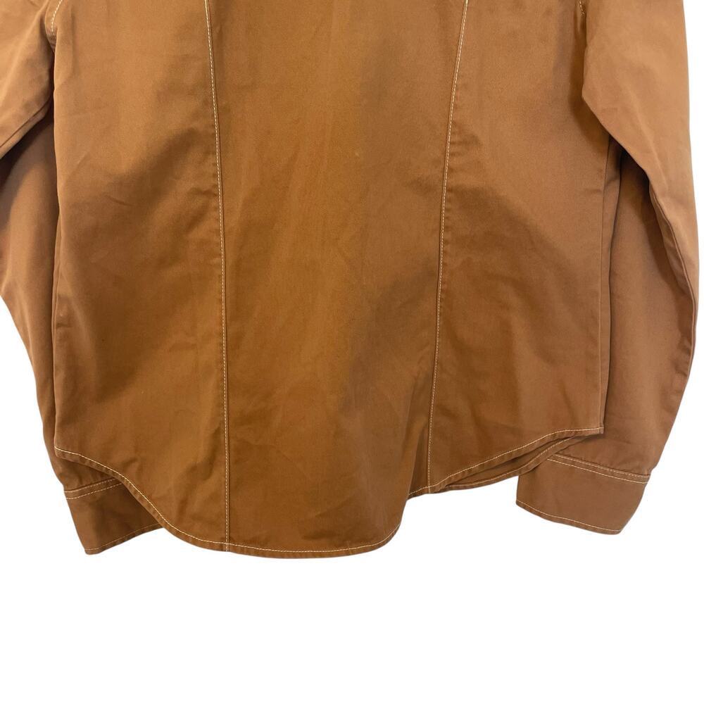 Madewell Darted Button-Up Long Sleeve Collared Shirt Brown Womens Size 12 - Picture 8 of 11